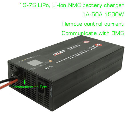 29.4V 7S Carregador de bateria LiPo NCM para baterias de lítio 1A a 60A Ajustável